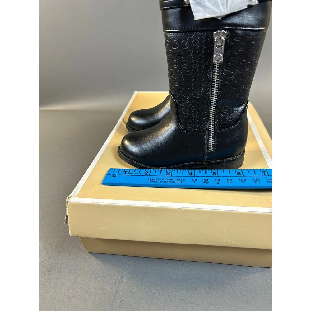Michael Kors Emma Rachel Black Monogram Kids Tall Boots Size 7 Toddler MP103221A